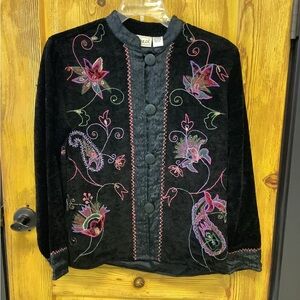 Flashback Black Jacket with Vibrant Embroidery
